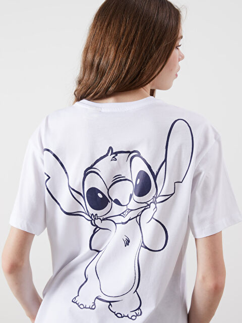 いるちページ XSIDE Beyaz Bisiklet Yaka Stitch Baskılı Kadın Tişört - S5R541Z8