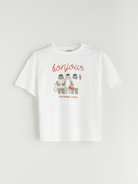 LCW Kids Bisiklet Yaka Kız Çocuk Tişört - S5R545Z4-FDU