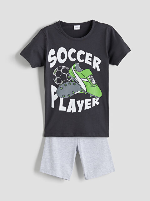 LCW Kids Bisiklet Yaka Erkek Çocuk Şortlu Pijama Takımı - S5R553Z4-HEF