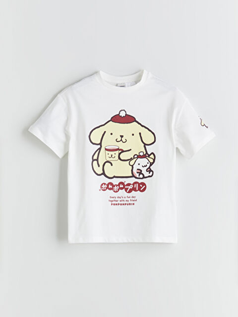 LCW Kids Bisiklet Yaka Pompompurin Baskılı Kız Çocuk Tişört - S5R633Z4-R9J