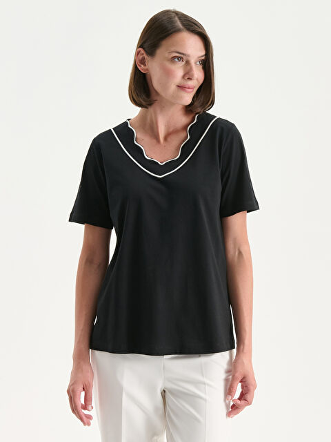 LCW Grace V Yaka %100 Pamuklu Bluz - S5R703Z8-CVL