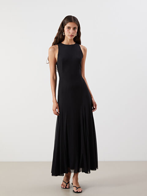 LCW Vision Bisiklet Yaka Pileli Elbise - S5R718Z8-CVL