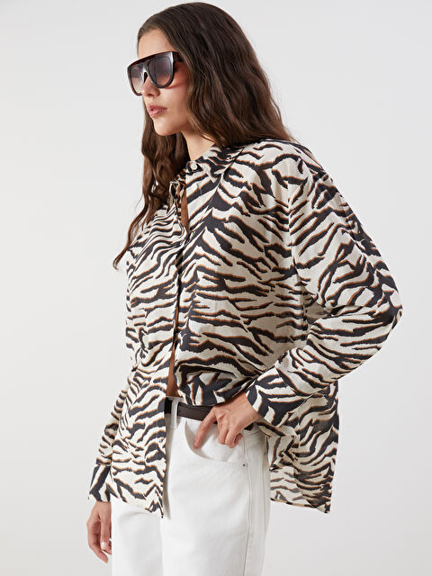 LCW Vision Zebra Desenli Oversize Kadın Gömlek - S5R775Z8-LQJ