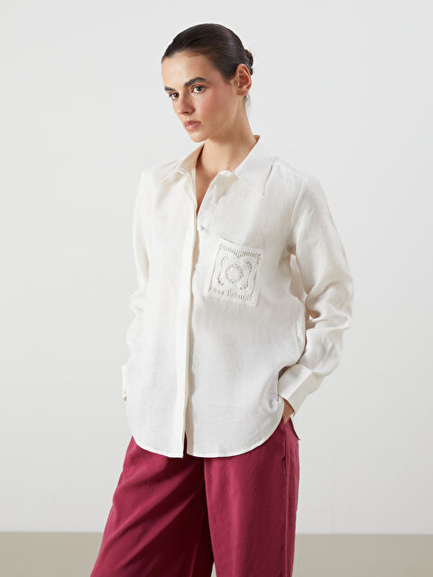 LCW Vision %100 Keten Dantel Detaylı Kadın Gömlek - S5R779Z8-FDL