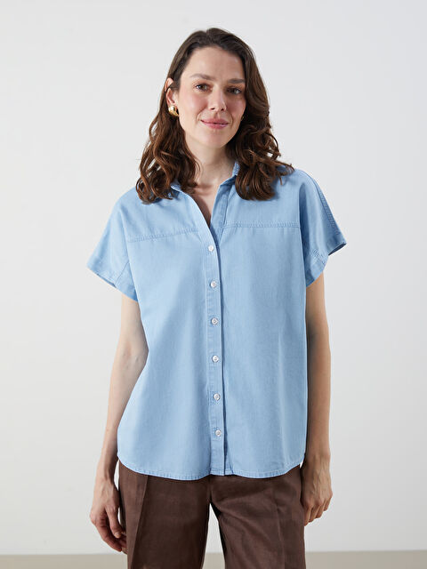 LCWAIKIKI Classic Loose Fit Kadın Jean Gömlek - S5R882Z8-311