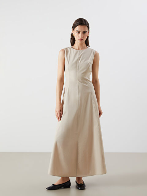 LCW Vision Bisiklet Yaka Poplin Belden Oturtmalı Elbise - S5R911Z8-QYX