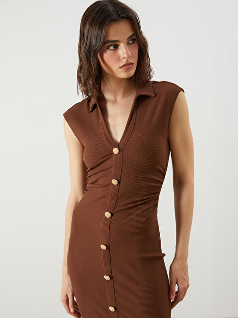 LCW Vision Dokulu Büzgülü Gömlek Elbise - S5R914Z8-R3D