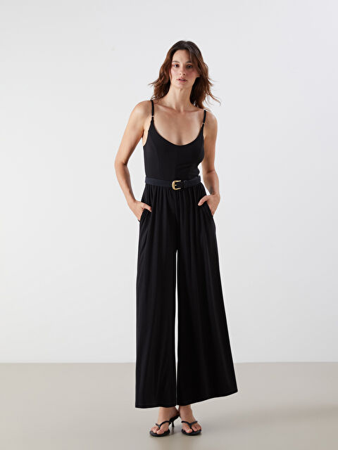 LCW Vision V Yaka Askılı Büzgülü Kadın Tulum - S5R923Z8-CVL