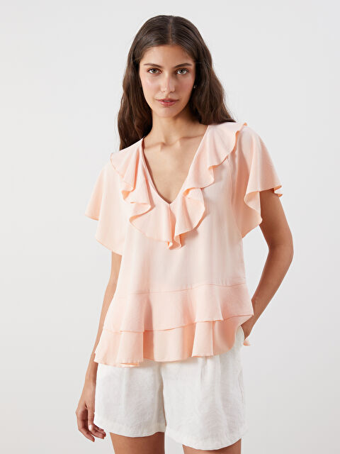 LCW Vision Volanlı V Yaka Bluz - S5R926Z8-G7X