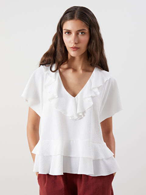 LCW Vision Volanlı V Yaka Bluz - S5R926Z8-R9J