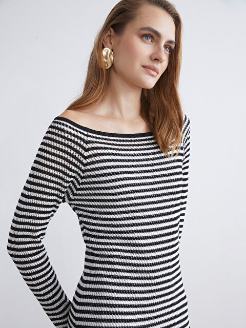 LCWAIKIKI Classic Kayık Yaka Ajurlu Triko Elbise - S5RA21Z8-LFC