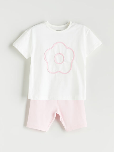 LCW baby Çiçekli Kız Bebek Tişört ve Tayt 2'li - S5RA68Z1-FDU