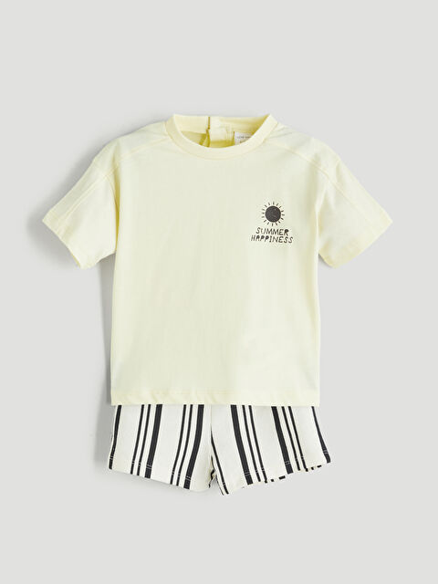 LCW baby Bisiklet Yaka Erkek Bebek Tişört ve Şort 2'li - S5RB44Z1-FEZ