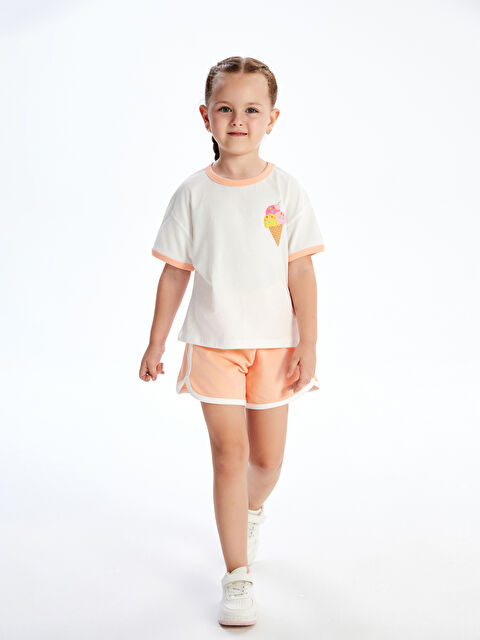 LCW Kids Dondurma Baskılı Kız Çocuk Tişört ve Şort 2'li - S5RB84Z1-G0E