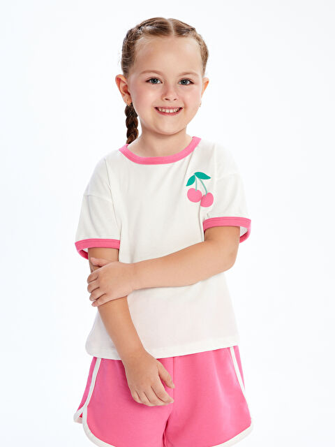 LCW Kids Kiraz Baskılı Kız Çocuk Tişört ve Şort 2'li - S5RB84Z1-GEV