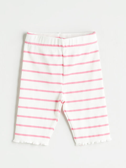 LCW Kids Beli Lastikli Çizgili Kız Çocuk Tayt - S5RD04Z1-LHK