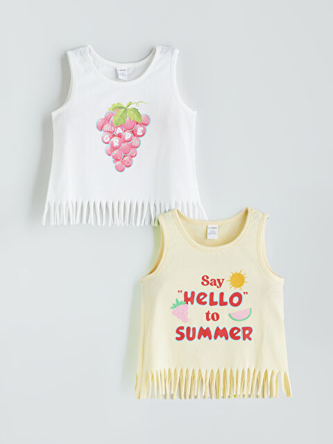 LCW baby Bisiklet Yaka Baskılı Kız Çocuk Atlet 2'li - S5RD08Z1-R9J