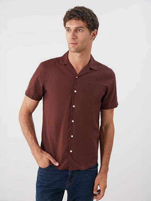 LCWAIKIKI Classic Regular Fit Resort Yaka Kısa Kollu Keten Karışımlı Erkek Gömlek - S5RD22Z8-HMZ