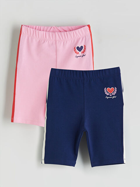 LCW Kids Beli Lastikli Baskılı Kız Çocuk Tayt 2'li - S5RD76Z1-GA5