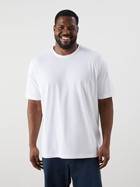 LCWAIKIKI Basic Büyük Beden Bisiklet Yaka %100 Pamuk Erkek Tişört - S5RE00Z8-Q6K