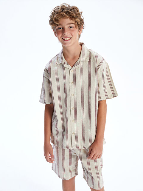 LCW Kids Çizgili Keten Karışımlı Erkek Çocuk Gömlek - S5RE35Z4-LJE