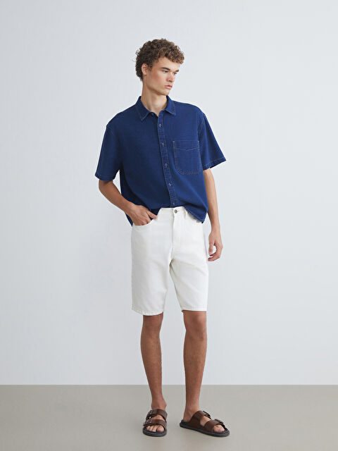 LCW Jeans Short en Jean pour Hommes Coupe Régulière