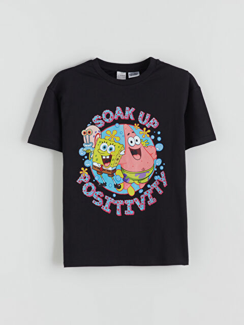 LCW Kids Bisiklet Yaka Sünger Bob Baskılı Kız Çocuk Tişört - S5RF60Z4-CVL