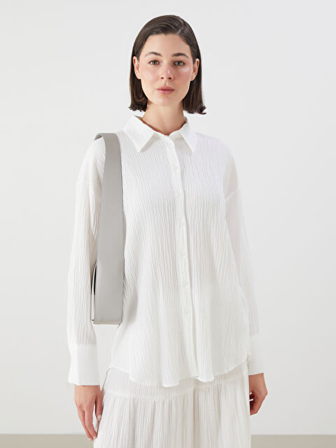 LCWAIKIKI Classic Dokulu Oversize Kadın Gömlek - S5RF64Z8-Q6K