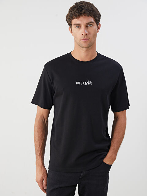 LCWAIKIKI Classic Bisiklet Yaka Baskılı Erkek Tişört - S5RF88Z8-CVL