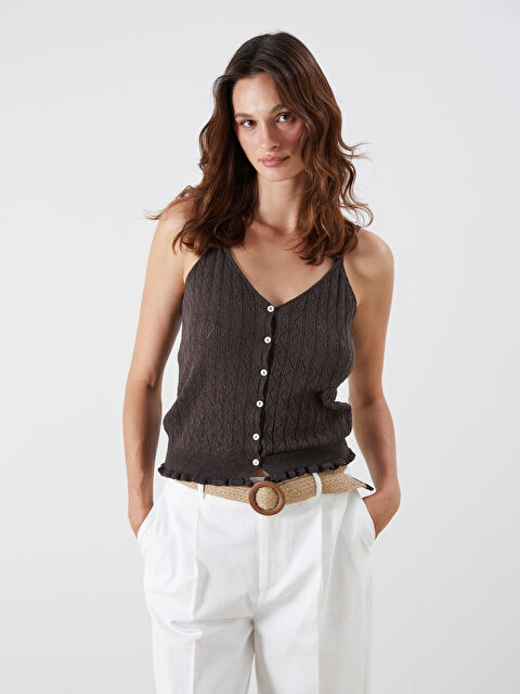 LCW Vision V Yaka Ajurlu Askılı Kadın Triko Atlet - S5RG03Z8-HDD