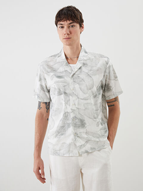 XSIDE Regular Fit Resort Yaka Kısa Kollu Desenli Erkek Gömlek - S5RG23Z8-LRR