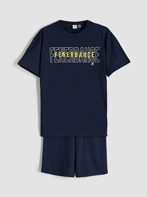 LCW Kids Bisiklet Yaka Fenerbahçe Baskılı Erkek Çocuk Tişört ve Şort - S5RG84Z4-YGH