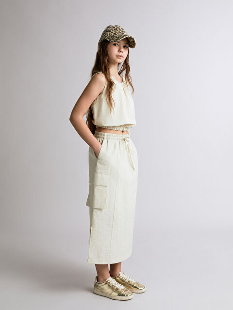 LCW Kids Girls' Cargo Skirt with Elastic Waist - S5RG87Z4-R9J