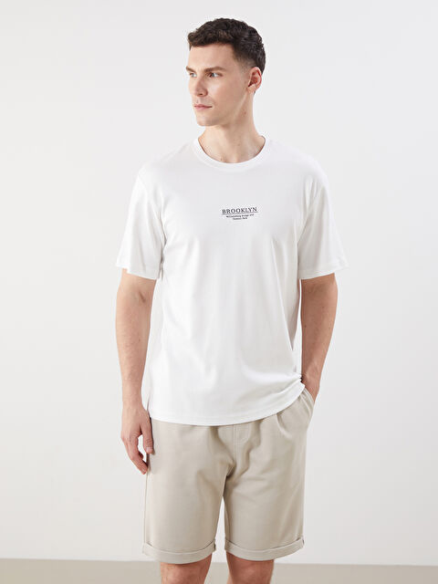 LCWAIKIKI Classic Bisiklet Yaka Baskılı Erkek Tişört - S5RH29Z8-R9J