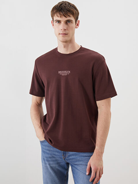 LCWAIKIKI Classic Bisiklet Yaka Baskılı Erkek Tişört - S5RH29Z8-ZKL