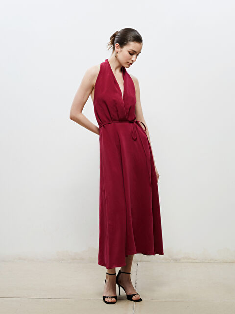 Soulife Halter Yaka Kuşaklı Saten Elbise - S5RH43Z8-CZF