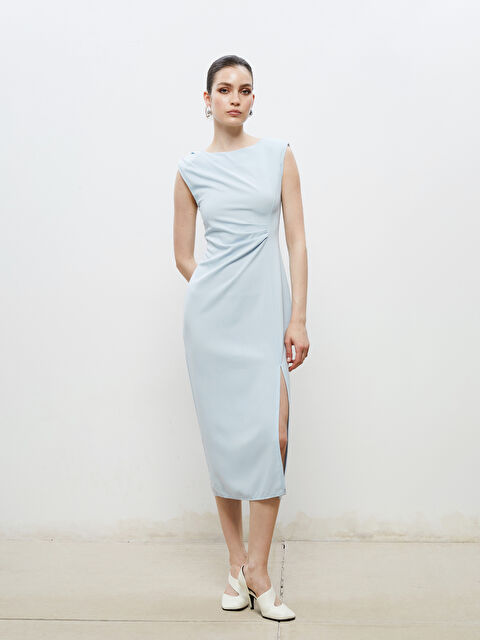 Soulife Bisiklet Yaka Büzgülü Elbise - S5RH44Z8-CV6