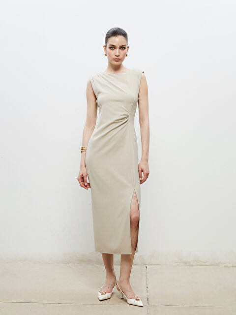 Soulife Bisiklet Yaka Büzgülü Elbise - S5RH44Z8-HZZ