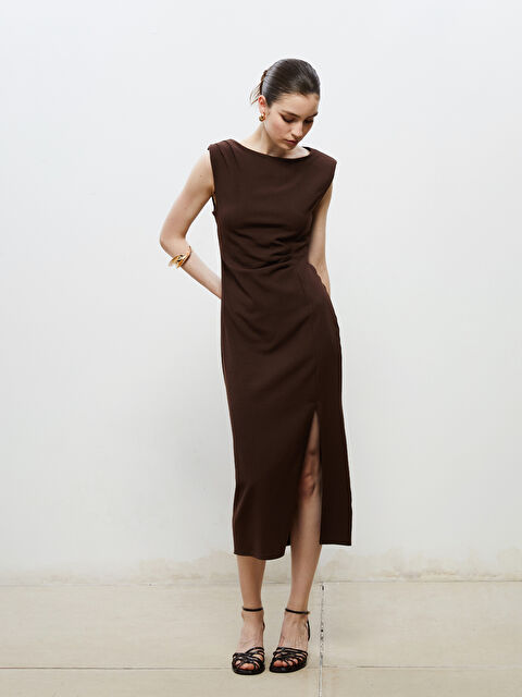 Soulife Bisiklet Yaka Büzgülü Elbise - S5RH44Z8-J0W