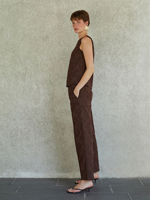 LCW Vision Beli Lastikli Kendinden Desenli Kadın Pantolon - S5RH53Z8-ZUP