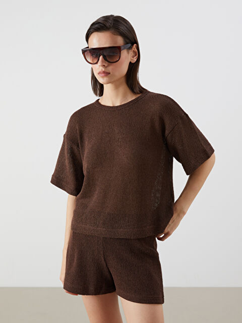 LCW Vision Bisiklet Yaka Dokulu Kadın Tişört - S5RH72Z8-R3B