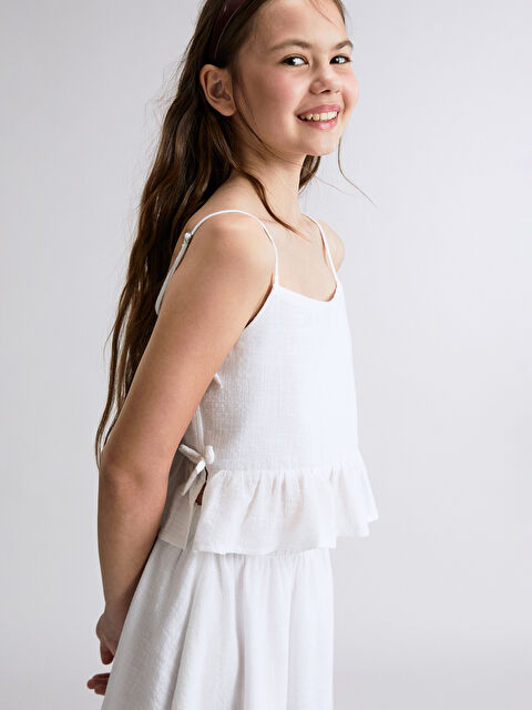 LCW Kids Kare Yaka Fiyonk Detaylı Kız Çocuk Bluz - S5RH79Z4-Q6K