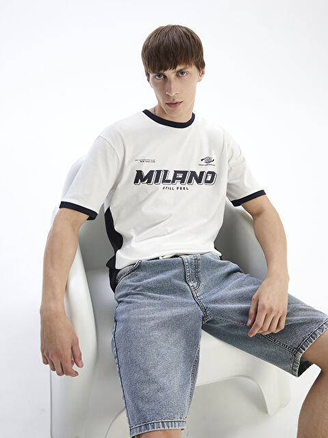 XSIDE Bisiklet Yaka Milano Baskılı Penye Erkek Tişört - S5RI24Z8-R9J