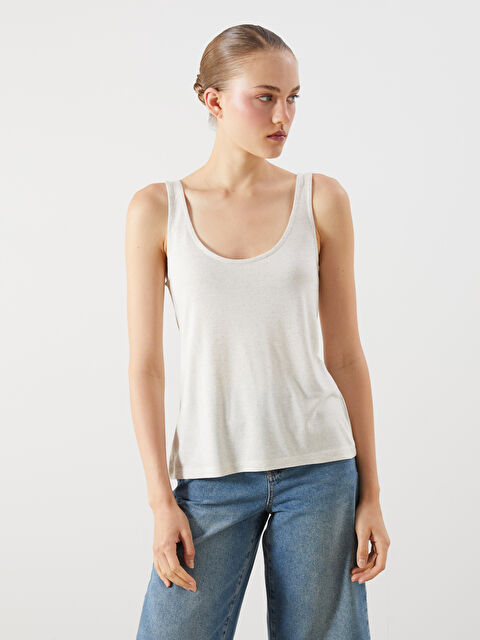 LCW Vision U Yaka Keten Karışımlı Kadın Atlet - S5RI39Z8-FDL