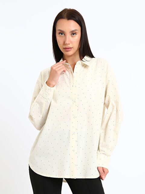 LCW Vision Polka Dot Oversize Women's Shirt - S5RI95Z8-LRA