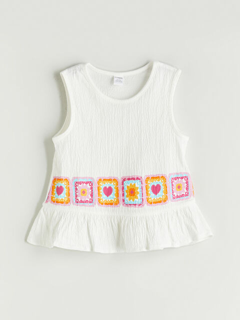 LCW Kids Bisiklet Yaka Çiçekli Kız Çocuk Bluz