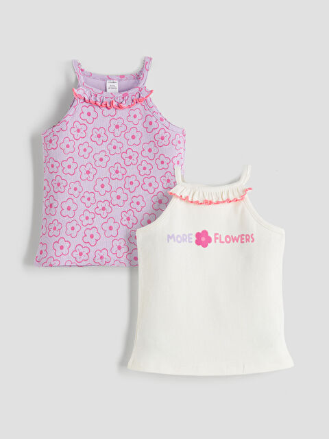 LCW Kids Halter Yaka Baskılı Kız Çocuk Atlet 2'li - S5RJ30Z1-FES