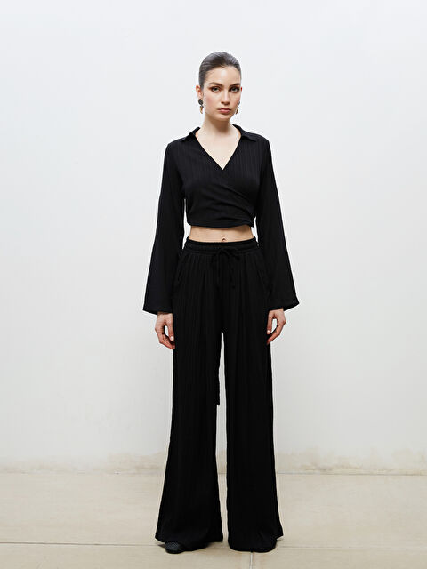 Soulife Beli Lastikli Dokulu Kadın Pileli Pantolon - S5RJ46Z8-CVL