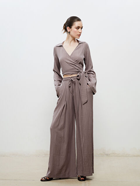 Soulife Beli Lastikli Dokulu Kadın Pileli Pantolon - S5RJ46Z8-DXL