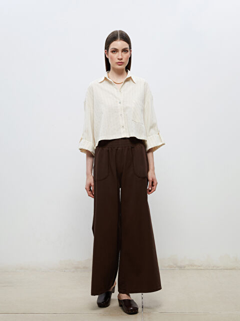 Soulife Beli Lastikli Geniş Paça Kadın Pantolon - S5RJ51Z8-J0W